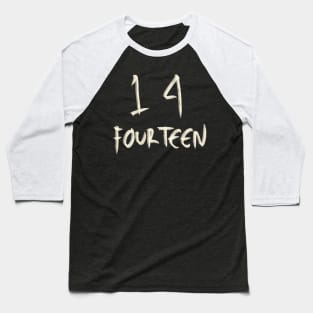 Hand Drawn Letter Number 14 Fourteen Baseball T-Shirt